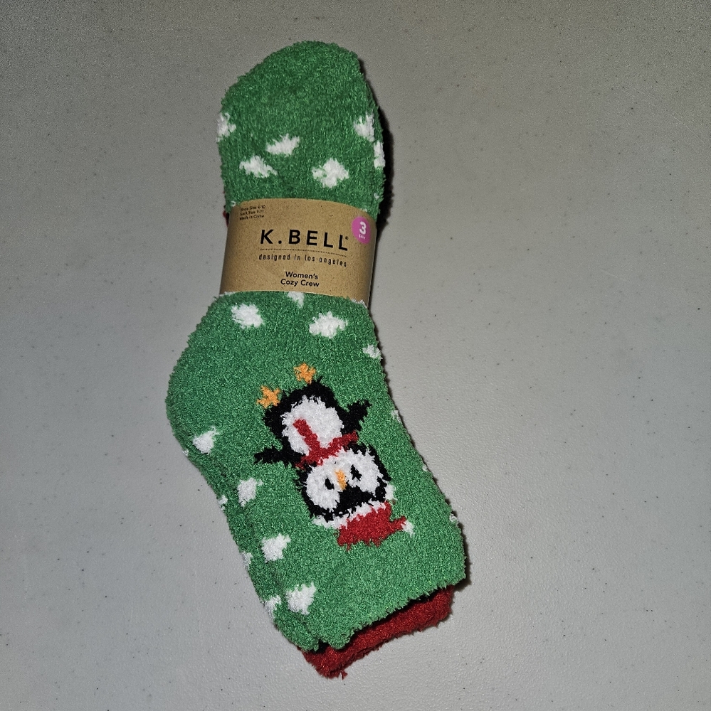K Bell 3 pack Cozy Crew Socks